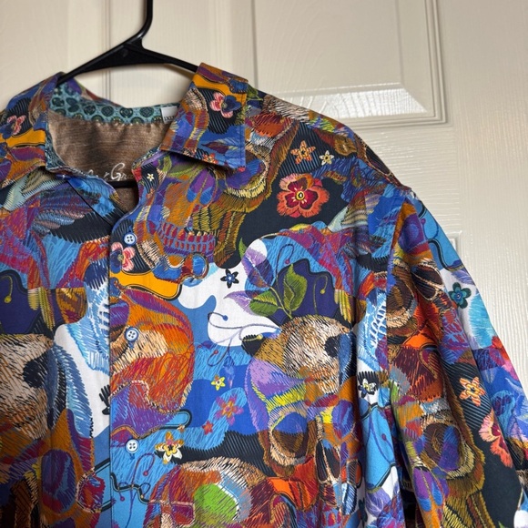 Robert Graham Cantle Skull Short Sleeve Sport Shirt Size 1XLT - Picture 3 of 8